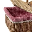 CESTINO DA PICNIC RETTANGOLARE IN VIMINI CON FODERA INTERNA IN TESSUTO ROSSO E BIANCO DIMENSIONI 49X34X18/32H CM