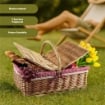 CESTINO DA PICNIC RETTANGOLARE IN VIMINI CON FODERA INTERNA IN TESSUTO ROSSO E BIANCO DIMENSIONI 49X34X18/32H CM