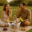 CESTINO DA PICNIC OVALE IN VIMINI CON FODERA INTERNA E MANICO DIMENSIONI 44X30X19/40H CM