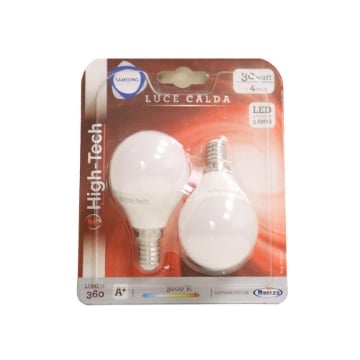 HIGH-TECH SET 2 LAMPADINE LED SAMSUNG OLIVA E14 4W C37 LUCE CALDA 3000K 360 LUMEN