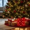 MAURY'S BASE SUPPORTO ALBERO DI NATALE IN METALLO ROSSO CON STELLE E LED DIMENSOINI 30X30X48H CM 