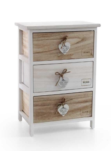 HOME CASSETTIERA IN LEGNO DECORATA BICOLOR 3 CASSETTI 40 X 29 XH58 CM BIANCA  ARTICOLO USATO