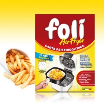 FOLI CARTA PER FRIGGITRICE AD ARIA 15PZ 18X18CM 