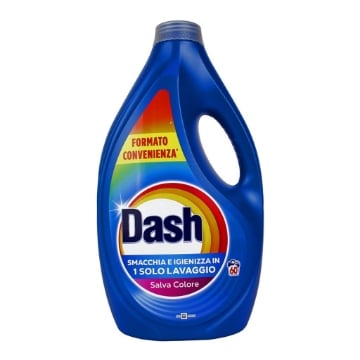 DASH DETERSIVO LIQUIDO BUCATO LAVATRICE SALVA COLORE SMACCHIA E IGIENIZZA 60 LAVAGGI 2700 ML