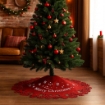 SOTTO ALBERO DI NATALE IN FELTRO ROSSO DIAMETRO 80 CM SCRITTA MERRY CHRISTMAS TEMA PUPAZZI DI NEVE 