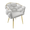 POLTRONA IMBOTTITA IN TESSUTO TEDDY CON STRUTTURA IN METALLO ORO DIMENSIONI 71X46X82H CM COLORE BIANCO