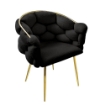 POLTRONA IMBOTTITA IN TESSUTO TEDDY CON STRUTTURA IN METALLO ORO DIMENSIONI 71X46X82H CM COLORE NERO