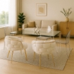 POLTRONA IMBOTTITA IN TESSUTO TEDDY CON STRUTTURA IN METALLO ORO DIMENSIONI 71X46X82H CM COLORE BIANCO