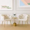POLTRONA IMBOTTITA IN TESSUTO TEDDY CON STRUTTURA IN METALLO ORO DIMENSIONI 71X46X82H CM COLORE BIANCO