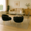 POLTRONA IMBOTTITA IN TESSUTO TEDDY CON STRUTTURA IN METALLO ORO DIMENSIONI 71X46X82H CM COLORE NERO