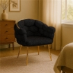 POLTRONA IMBOTTITA IN TESSUTO TEDDY CON STRUTTURA IN METALLO ORO DIMENSIONI 71X46X82H CM COLORE NERO