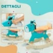 CAVALLO A DONDOLO A FORMA DI ASINO PER BAMBINI CON BASE LARGA, IN LEGNO, 59X27X43 CM, VERDE SCURO E ARANCIONE