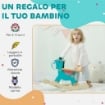 CAVALLO A DONDOLO A FORMA DI ASINO PER BAMBINI CON BASE LARGA, IN LEGNO, 59X27X43 CM, VERDE SCURO E ARANCIONE