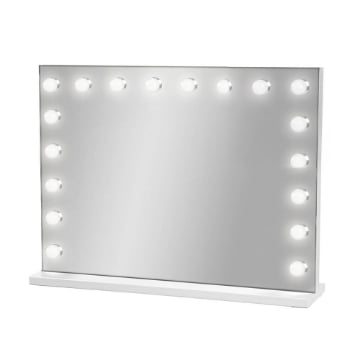 SPECCHIO RETTANGOLARE HOLLYWOOD DA TAVOLO E PARETE CON 18 LED CON 3 LUCI REGOLABILI, ACCENSIONE TOUCH CON SPINA PRESA USB DIMENSIONE 80X60 CM