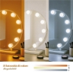 SPECCHIO TONDO  HOLLYWOOD DA TAVOLO CON 11 LED CON 3 LUCI REGOLABILI, ACCENSIONE TOUCH CON SPINA DIMENSIONE D.50 CM