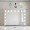 SPECCHIO RETTANGOLARE  HOLLYWOOD DA TAVOLO CON 15 LED CON 3 LUCI REGOLABILI, ACCENSIONE TOUCH CON SPINA DIMENSIONE 58X46 CM
