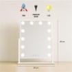 SPECCHIO RETTANGOLARE  HOLLYWOOD DA TAVOLO CON 12 LED CON 3 LUCI REGOLABILI, ACCENSIONE TOUCH CON SPINA DIMENSIONE 30X40 CM