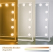 SPECCHIO RETTANGOLARE  HOLLYWOOD DA TAVOLO CON 12 LED CON 3 LUCI REGOLABILI, ACCENSIONE TOUCH CON SPINA DIMENSIONE 30X40 CM