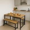 SET TAVOLO CON 2 PANCHE IN LEGNO120X60X74 CM NATURALE