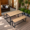 SET TAVOLO CON 2 PANCHE IN LEGNO120X60X74 CM NATURALE