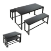SET TAVOLO CON 2 PANCHE IN LEGNO120X60X74 CM NERO 