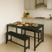 SET TAVOLO CON 2 PANCHE IN LEGNO120X60X74 CM NERO 
