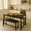 SET TAVOLO CON 2 PANCHE IN LEGNO120X60X74 CM NERO 