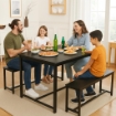 SET TAVOLO CON 2 PANCHE IN LEGNO120X60X74 CM NERO 