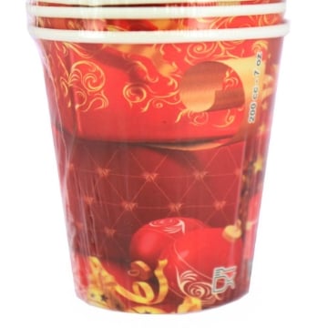 BICCHIERI DI CARTA DI NATALE COLORE ROSSO CON MOTIVO NATALIZIO 50PZ 200CC 