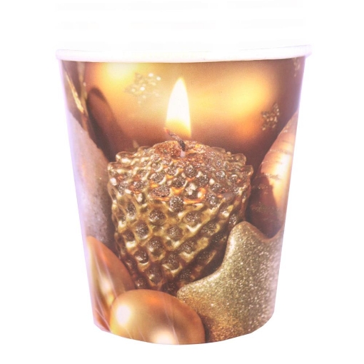 BICCHIERI DI CARTA DI NATALE COLORE BIANCO/DORATO MOTIVO NATALIZIO 50PZ 200CC 
