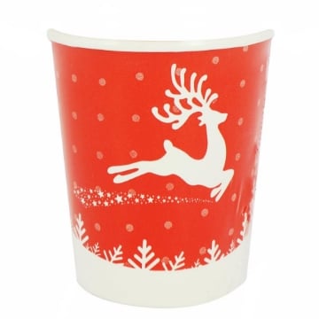 BICCHIERI DI CARTA DI NATALE ROSSO CON RENNA 50PZ 200CC 