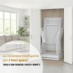 SET EASY CON TAVOLO E 4 SEDIE PIEGHEVOLI COLORE BIANCO, STRUTTURA IN METALLO E SEDUTA IN LEGNO 