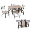 SET ZOY CON TAVOLO E 4 SEDIE PIEGHEVOLI COLORE NERO E ROVERE, STRUTTURA IN METALLO E SEDUTA IN LEGNO 