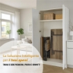 SET ZOY CON TAVOLO E 4 SEDIE PIEGHEVOLI COLORE NERO E ROVERE, STRUTTURA IN METALLO E SEDUTA IN LEGNO 