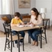 SET ZOY CON TAVOLO E 4 SEDIE PIEGHEVOLI COLORE NERO E ROVERE, STRUTTURA IN METALLO E SEDUTA IN LEGNO 