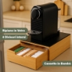 CASSETTO MULTIUSO IN BAMBOO CON DIVISORI INTERNI PIANO IN VETRO ANTRACITE 32X30X10HCM