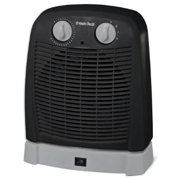 HIGHTECH TERMOVENTILATORE OSCILLANTE, TERMOSTATO AMBIENTE REGOLABILE, PROTEZIONE DA SURRISCALDAMENTO NERO 1000-2000W 