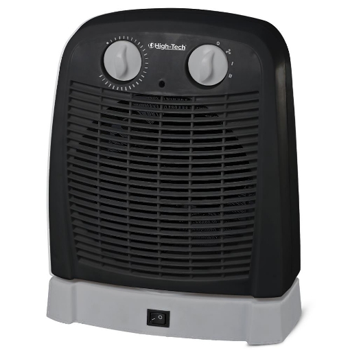 HIGHTECH TERMOVENTILATORE OSCILLANTE, TERMOSTATO AMBIENTE REGOLABILE, PROTEZIONE DA SURRISCALDAMENTO NERO 1000-2000W 