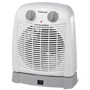 HIGHTECH TERMOVENTILATORE OSCILLANTE, TERMOSTATO AMBIENTE REGOLABILE, PROTEZIONE DA SURRISCALDAMENTO BIANCO 1000-2000W 