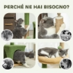 ALBERO TIRAGRAFFI PER GATTI CON CASETTA LETTINO E 2 PALLINE IN LEGNO E POLIESTERE 44X30X98 CM VERDE E MARRONE