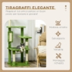 ALBERO PER GATTI MULTILIVELLO CON AMACA TIRAGRAFFI PALLINA E FOGLIE DECORATIVE 49X49X142 CM VERDE