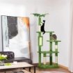 ALBERO PER GATTI MULTILIVELLO CON AMACA TIRAGRAFFI PALLINA E FOGLIE DECORATIVE 49X49X142 CM VERDE