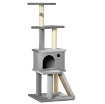ALBERO TIRAGRAFFI MULTILIVELLO CON CASETTA, SCALA, PALLINA E PALI IN SISAL, 48X48X125 CM, GRIGIO