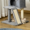 ALBERO TIRAGRAFFI MULTILIVELLO CON CASETTA, SCALA, PALLINA E PALI IN SISAL, 48X48X125 CM, GRIGIO