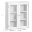 ARMADIETTO PENSILE BAGNO A 2 ANTE IN LEGNO E VETRO CON RIPIANO REGOLABILE, 55X20X65 CM, BIANCO