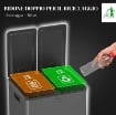 BIDONE IMMONDIZIA A 2 SEZIONI DA 15L CON CHIUSURA SILENZIOSA, IN ACCIAIO INOX E PP, 41.7X36.6X43.2 CM, NERO