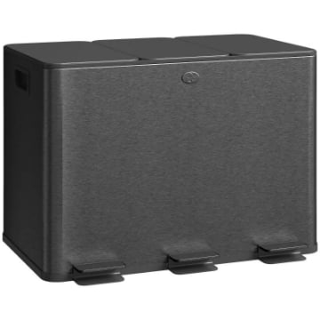 BIDONE IMMONDIZIA A 3 SEZIONI DA 20L CON CHIUSURA SILENZIOSA, IN ACCIAIO INOX E PP 61.9X36.6X56.7 CM, NERO