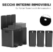 BIDONE IMMONDIZIA A 3 SEZIONI DA 20L CON CHIUSURA SILENZIOSA, IN ACCIAIO INOX E PP 61.9X36.6X56.7 CM, NERO