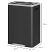 BIDONE IMMONDIZIA A 2 SEZIONI DA 20L CON COPERCHIO SILENZIOSO, IN ACCIAIO INOX E PP, 40X34.8X59 CM, NERO