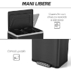 BIDONE IMMONDIZIA A 2 SEZIONI DA 20L CON COPERCHIO SILENZIOSO, IN ACCIAIO INOX E PP, 40X34.8X59 CM, NERO